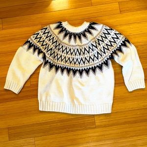 Nordic Knit sweater!  Cream with brown accents.  Cozy and warm! Size Large